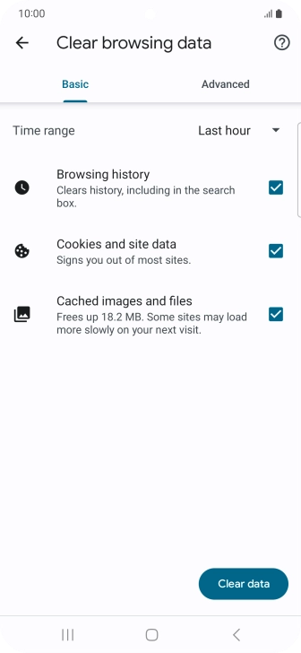 Press the fields next to the required data types.