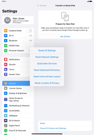 Press Reset All Settings. Press Reset All Settings.