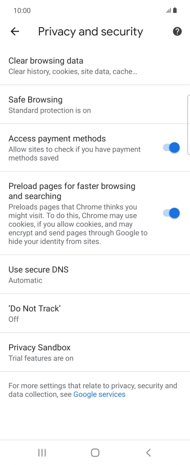 Press Clear browsing data.