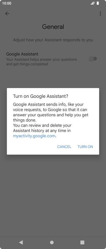 If you turn on the function, press TURN ON.