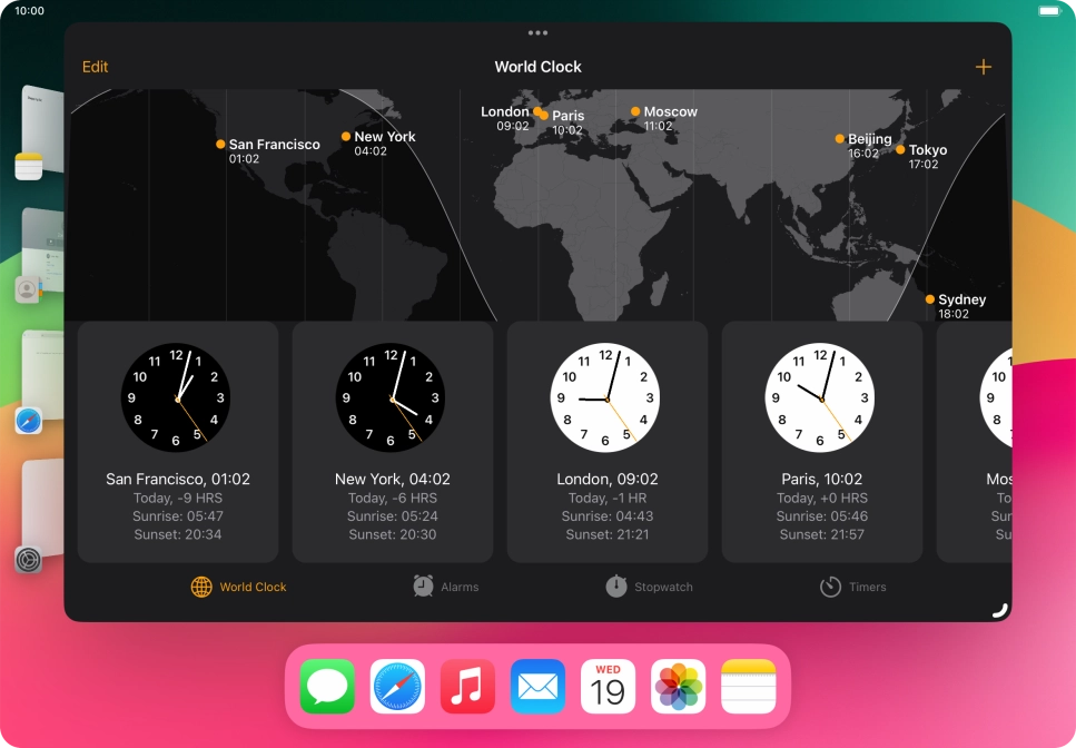 The active application is displayed at the centre of the screen.