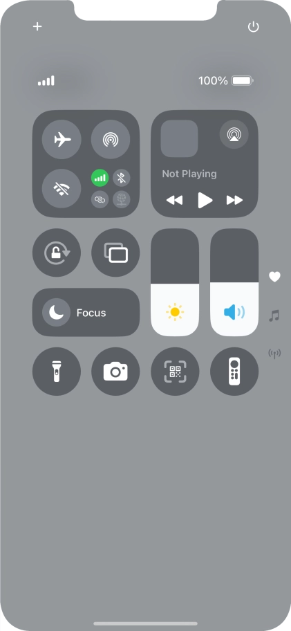 Slide your finger up or down on the screen to select the required Control Centre page.