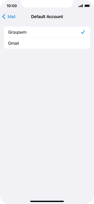 Press the required email account to select the email account as your default account.