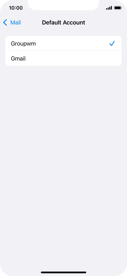 Press the required email account to select the email account as your default account.