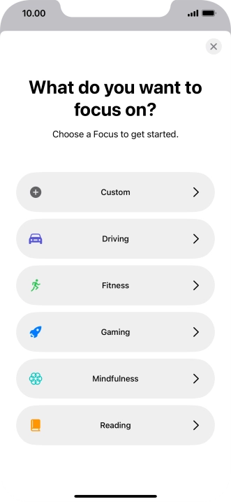 Press the required focus mode and follow the instructions on the screen to add the selected focus mode.