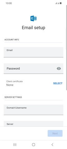 Press Password and key in the password for your email account.