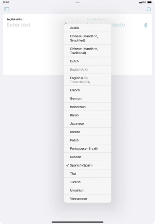 Press the required target language.