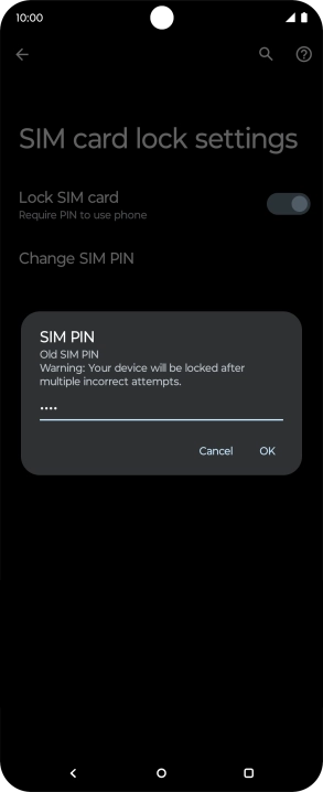 Key in your current PIN and press OK. Key in your current PIN and press OK.