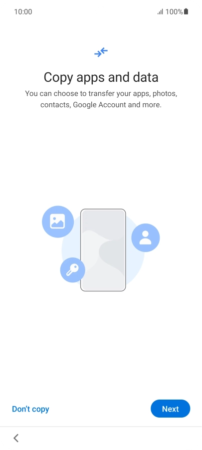 You can transfer the contents of another phone to your phone when it's activated for the first time and after a factory reset. When this screen is displayed, your phone is ready to transfer contents from another phone.