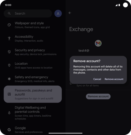 Press Remove account.