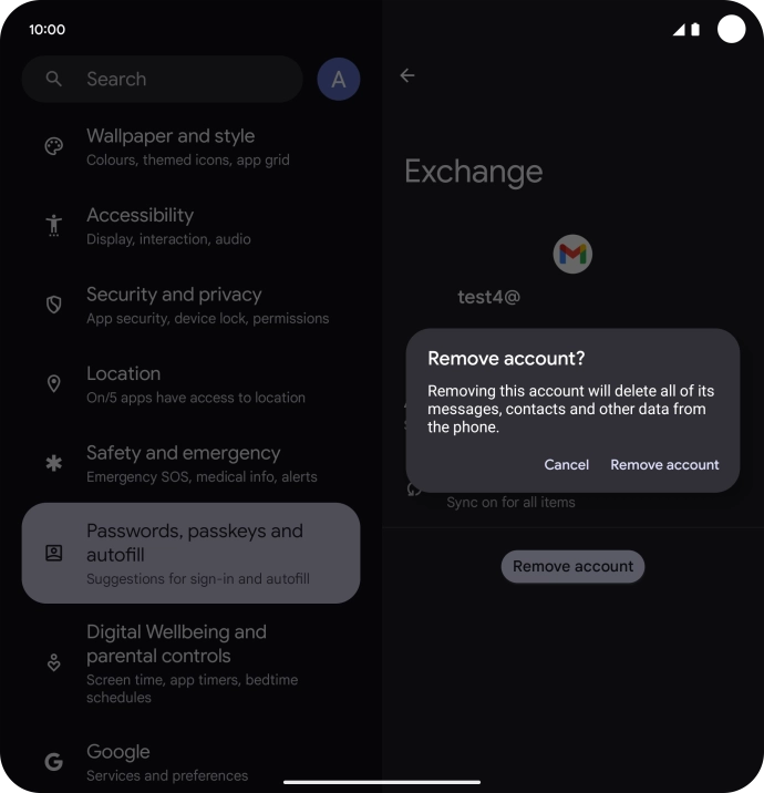 Press Remove account.
