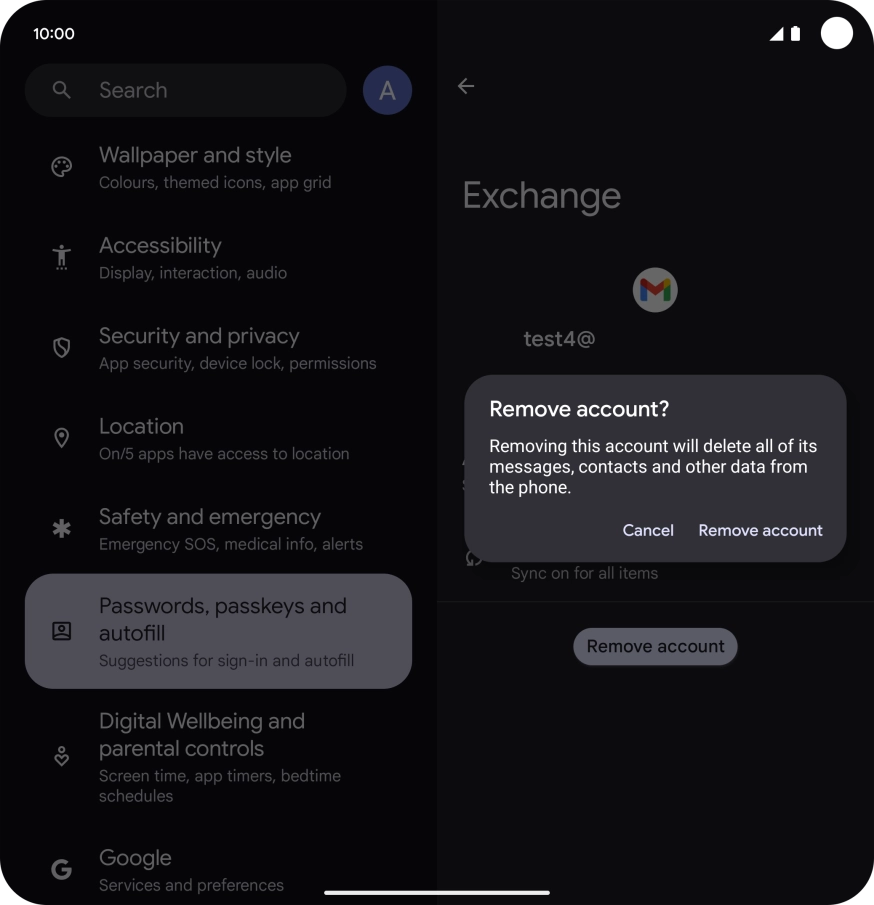 Press Remove account.