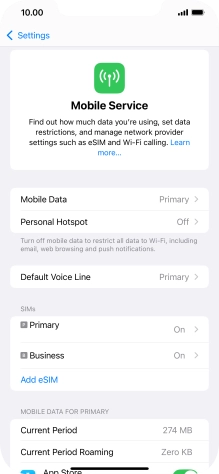 Press the required eSIM below 