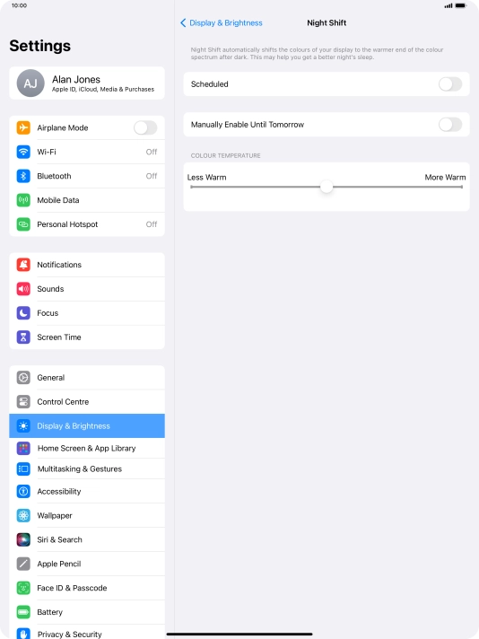 Press the indicator next to 