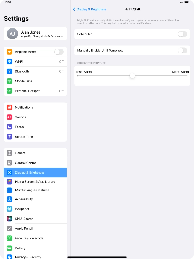 Press the indicator next to 
