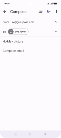 Press the text input field and write the text for your email message. Press the text input field and write the text for your email message.