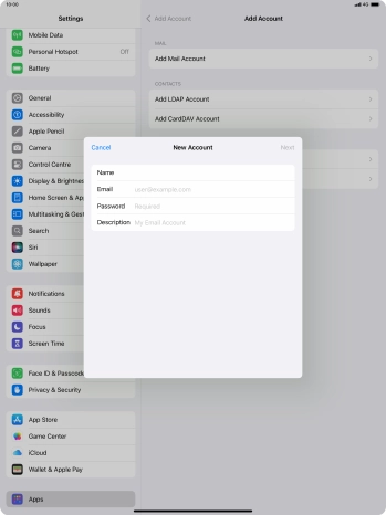 Press Email and key in your email address.