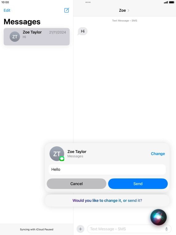 If an application is open on your tablet, such as a Mail or Messages, you can also use the functions available here, e.g.: REPLY [text].