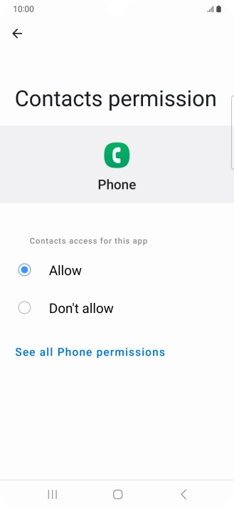 Press the required setting.