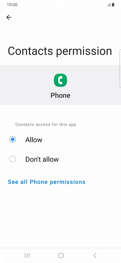 Press the required setting.