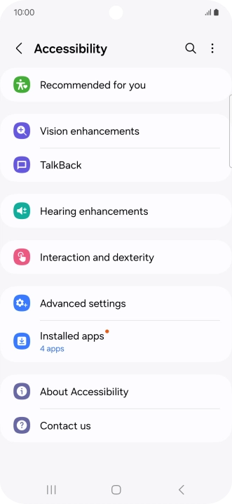 Press Vision enhancements and follow the instructions on the screen to select the required settings.