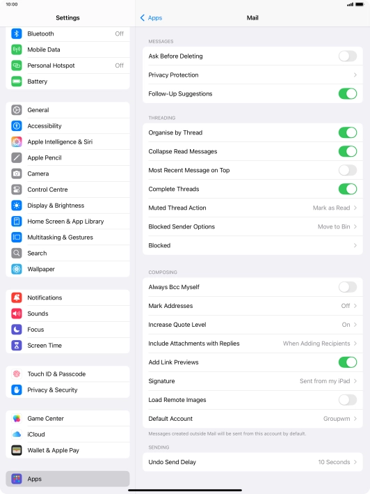 Press Default Account.