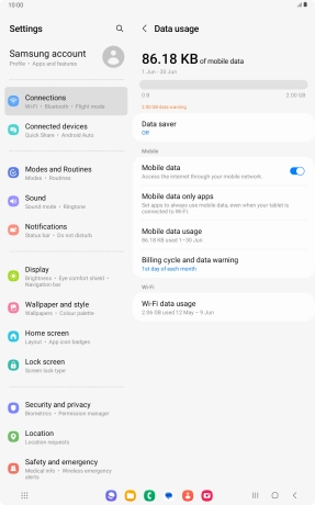 The total data usage is displayed.