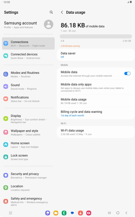 The total data usage is displayed.