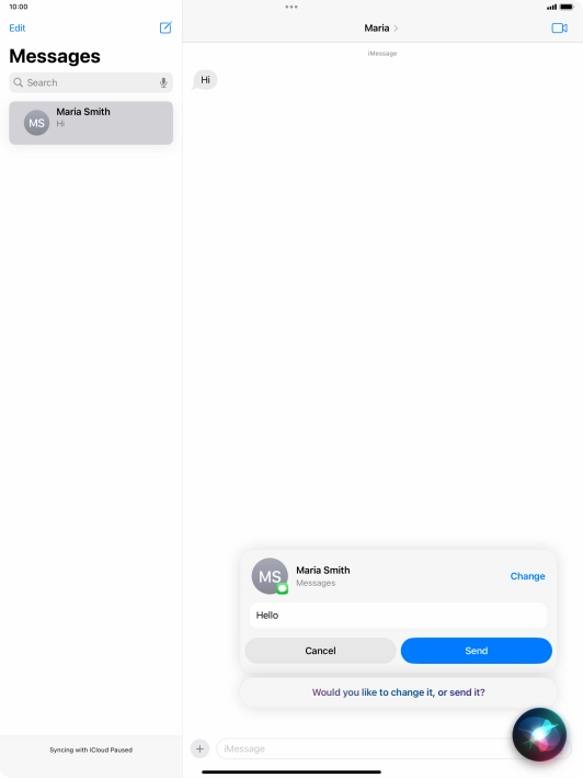 If an application is open on your tablet, such as a Mail or Messages, you can also use the functions available here, e.g.: REPLY [text].
