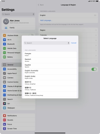 Press the required language. Press the required language.