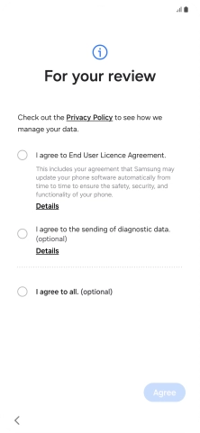 Press the fields next to the required settings to select them. Press the fields next to the required settings to select them.