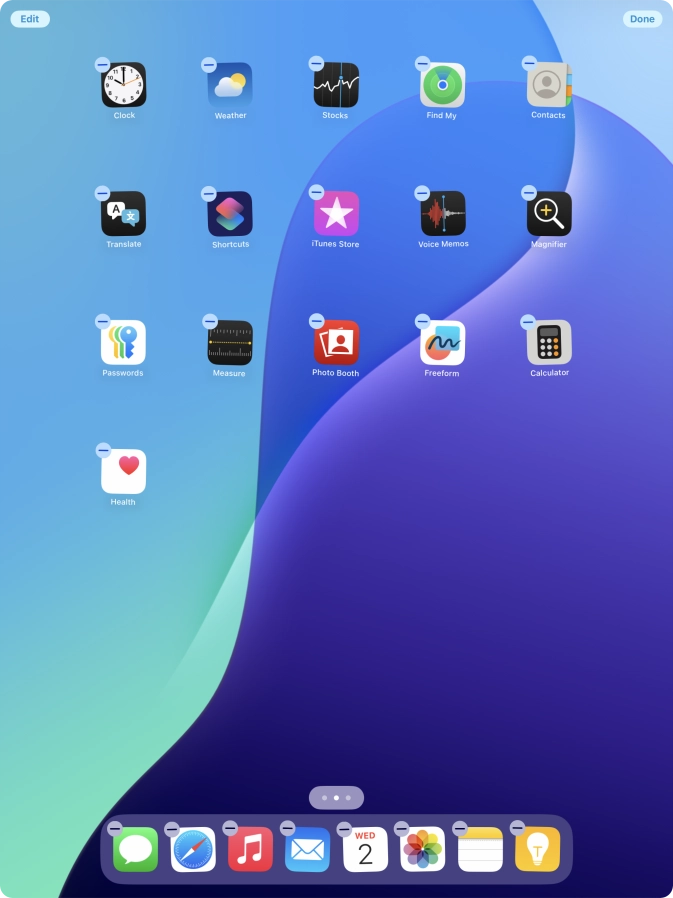 To remove an application from Dock, press and hold the required application and drag it upwards from Dock.