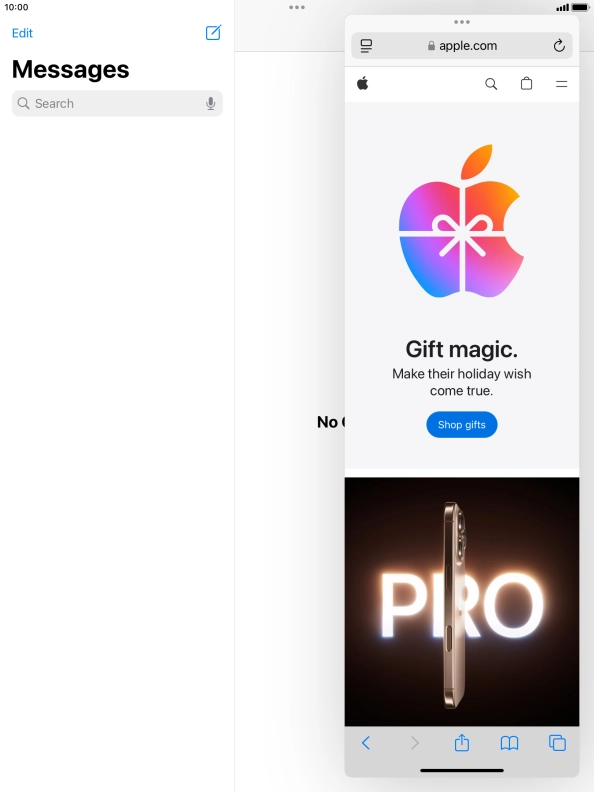 The application now displays on top of the other open application.