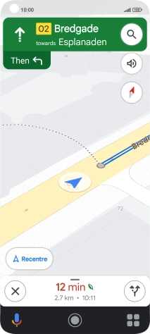 The travel information at the bottom of the screen shows your estimated time of arrival and distance to destination.
