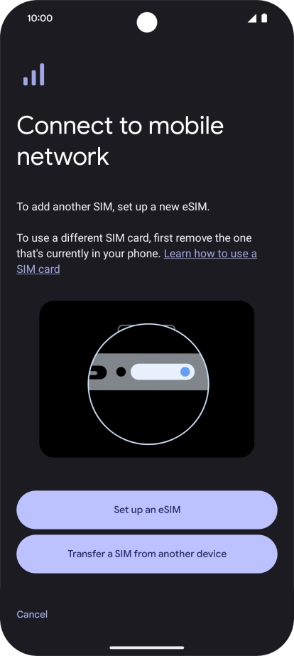 Press Set up an eSIM.