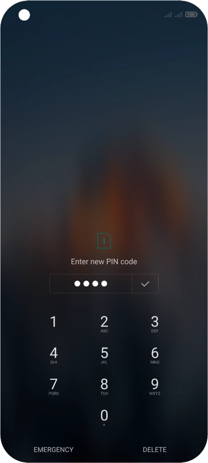 Key in a new four-digit PIN and press the confirm icon.