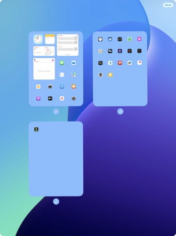 Press the field below the required home screen page to turn page view on or off.