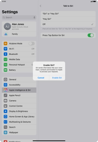 Press Enable Siri.