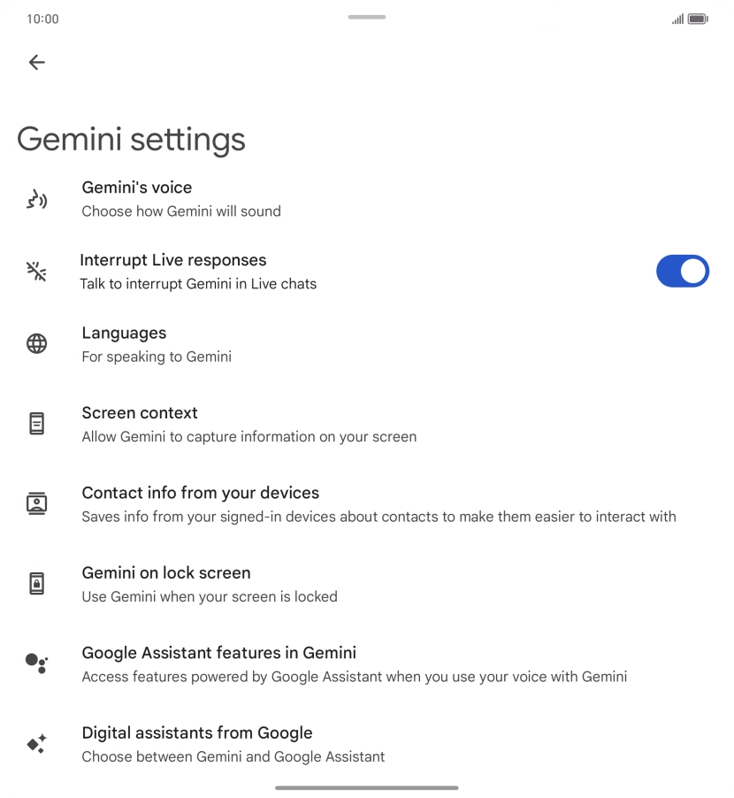 Press Digital assistants from Google.