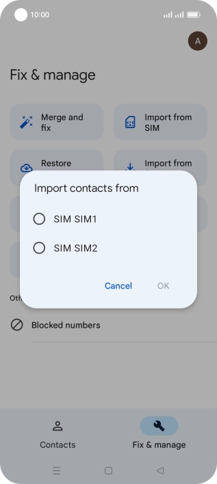 Press the required SIM.