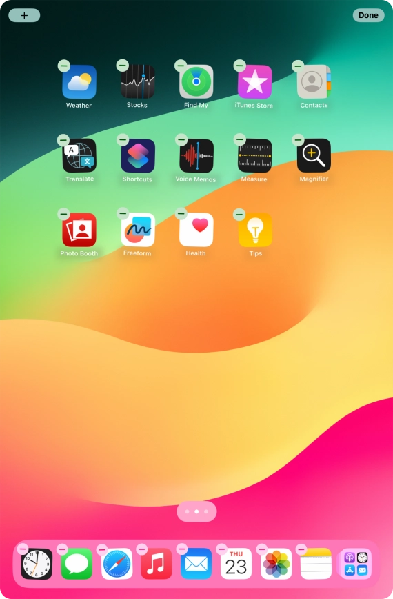 To remove an application from Dock, press and hold the required application and drag it upwards from Dock.