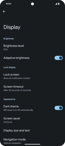 Press Screen timeout.