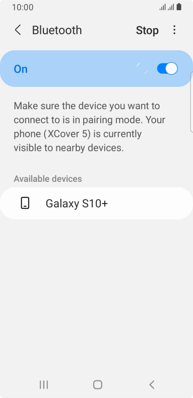 Press the required Bluetooth device and follow the instructions on the screen to pair the device with your phone.