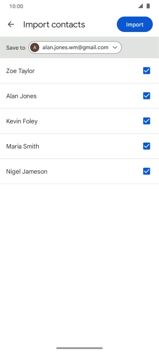 Press the fields next to the required contacts to select them.