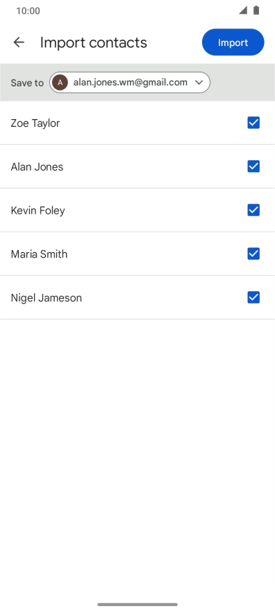 Press the fields next to the required contacts to select them.