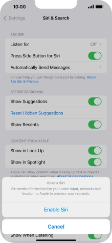 Press Enable Siri.