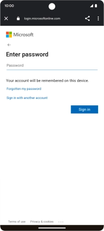 Press Password and key in the password for your email account.