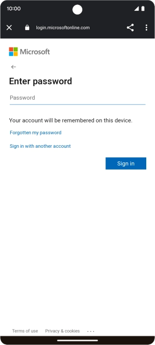 Press Password and key in the password for your email account.