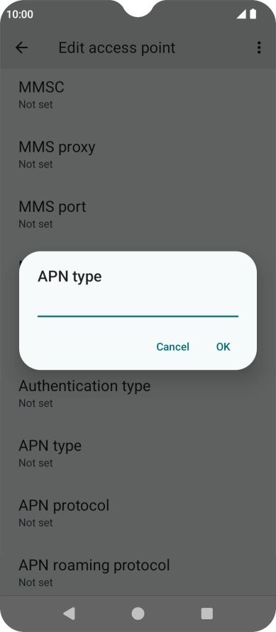 Key in default and press OK.