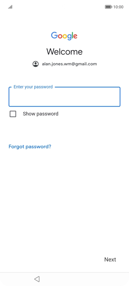Press Enter your password and key in the password for your Google account.
